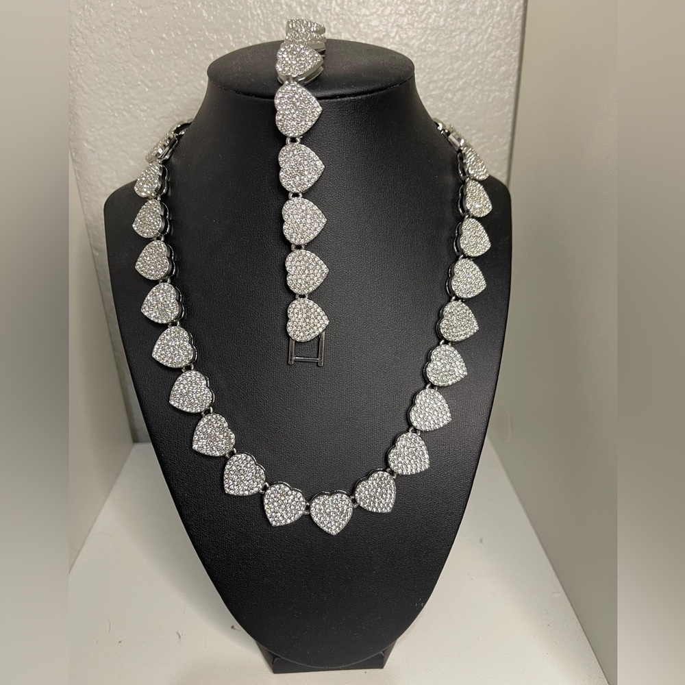 Silver Heart Necklace & bracelet